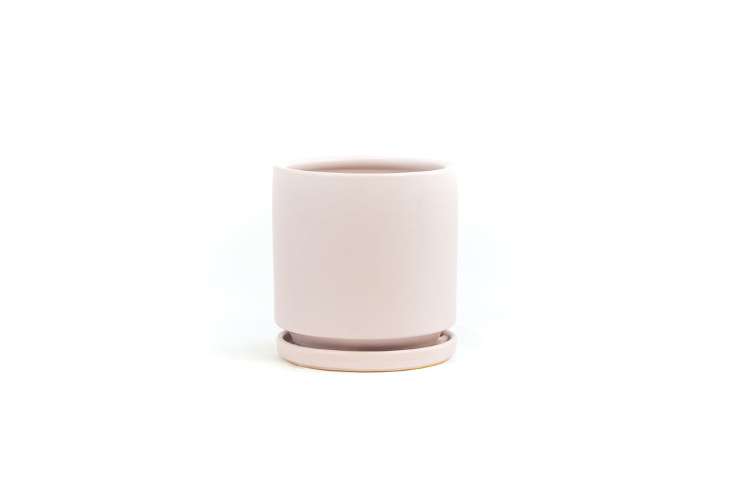 10.5" Porcelain Plant Pot and Tray in light Blush Pink